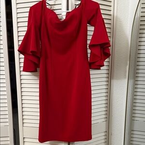 Bisou Bisou Red Flare Sleeve Mini Dress